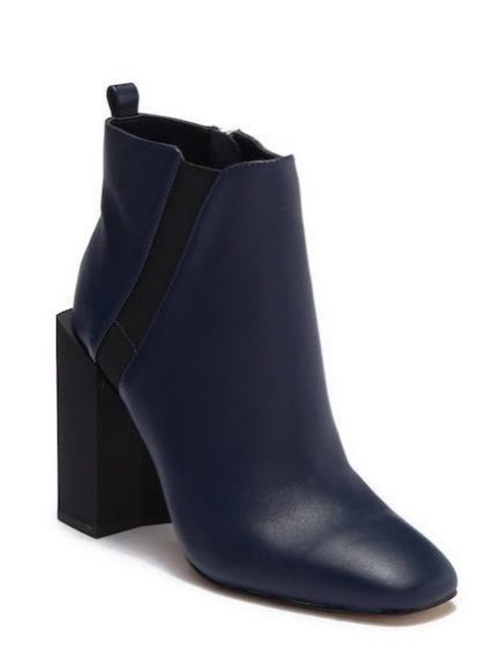 HALSTON Heritage Black Leather Ankle Boots with Block Heel